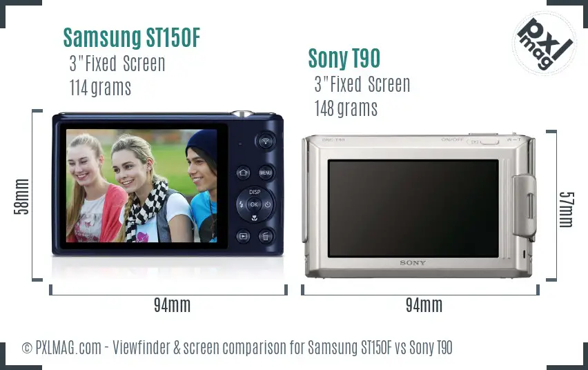 Samsung ST150F vs Sony T90 Screen and Viewfinder comparison