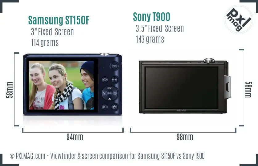 Samsung ST150F vs Sony T900 Screen and Viewfinder comparison