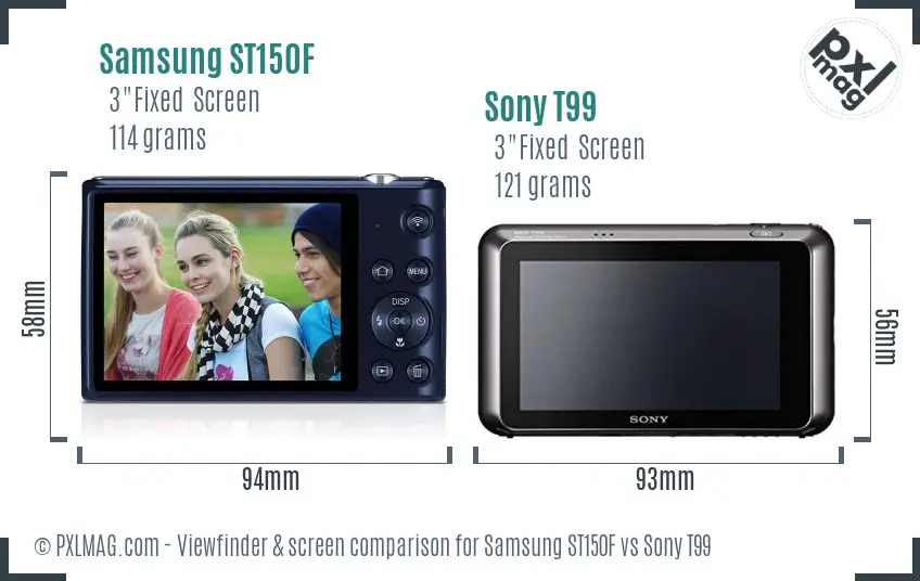 Samsung ST150F vs Sony T99 Screen and Viewfinder comparison