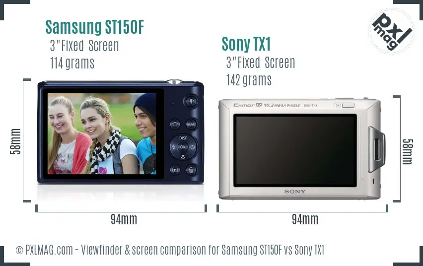 Samsung ST150F vs Sony TX1 Screen and Viewfinder comparison