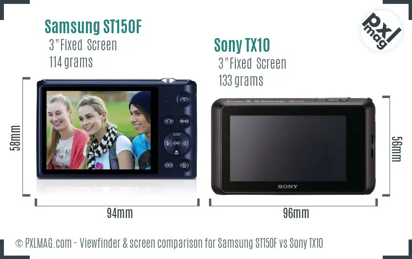 Samsung ST150F vs Sony TX10 Screen and Viewfinder comparison Samsung ST150F vs Sony TX10 Screen and Viewfinder comparison