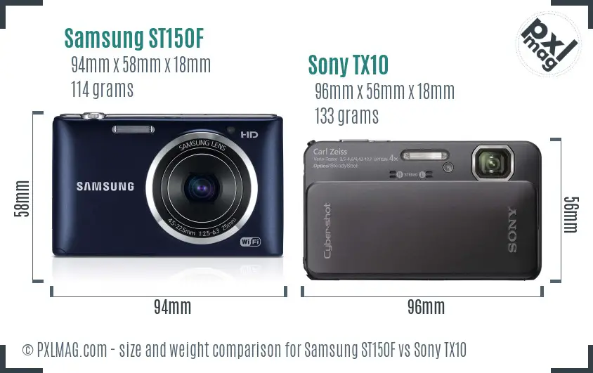Samsung ST150F vs Sony TX10 size comparison Samsung ST150F vs Sony TX10 size comparison
