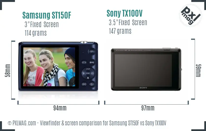 Samsung ST150F vs Sony TX100V Screen and Viewfinder comparison