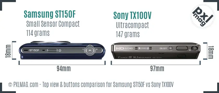 Samsung ST150F vs Sony TX100V top view buttons comparison