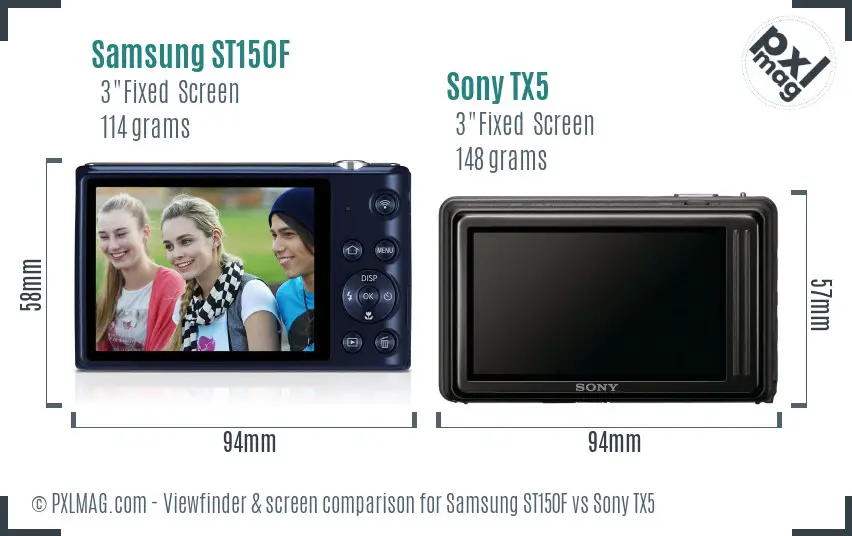 Samsung ST150F vs Sony TX5 Screen and Viewfinder comparison Samsung ST150F vs Sony TX5 Screen and Viewfinder comparison