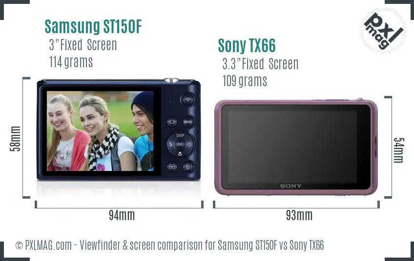 Samsung ST150F vs Sony TX66 Screen and Viewfinder comparison