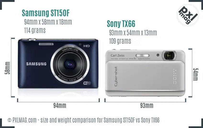 Samsung ST150F vs Sony TX66 size comparison