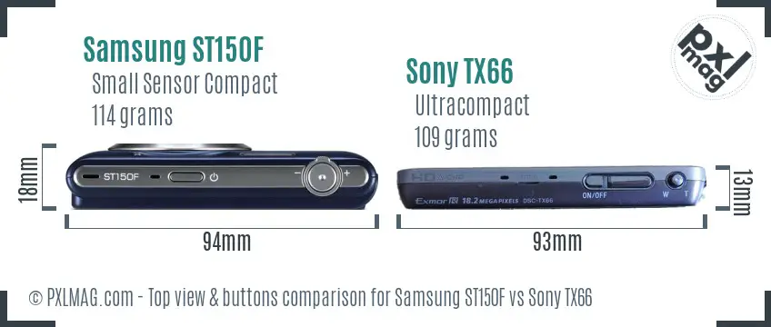 Samsung ST150F vs Sony TX66 top view buttons comparison