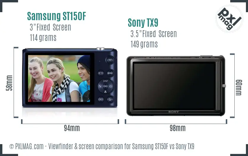 Samsung ST150F vs Sony TX9 Screen and Viewfinder comparison