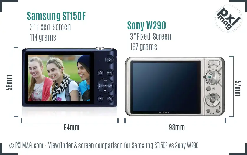 Samsung ST150F vs Sony W290 Screen and Viewfinder comparison Samsung ST150F vs Sony W290 Screen and Viewfinder comparison