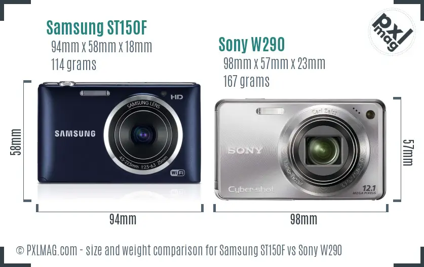 Samsung ST150F vs Sony W290 size comparison Samsung ST150F vs Sony W290 size comparison