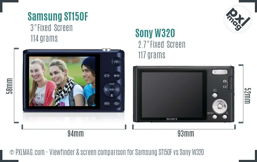 Samsung ST150F vs Sony W320 Screen and Viewfinder comparison