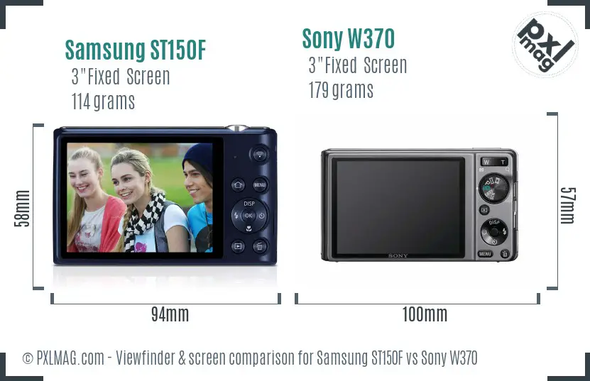 Samsung ST150F vs Sony W370 Screen and Viewfinder comparison