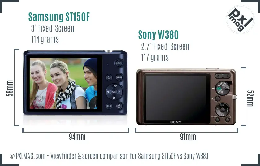Samsung ST150F vs Sony W380 Screen and Viewfinder comparison Samsung ST150F vs Sony W380 Screen and Viewfinder comparison