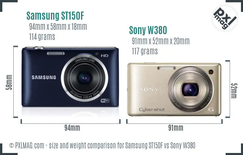 Samsung ST150F vs Sony W380 size comparison Samsung ST150F vs Sony W380 size comparison