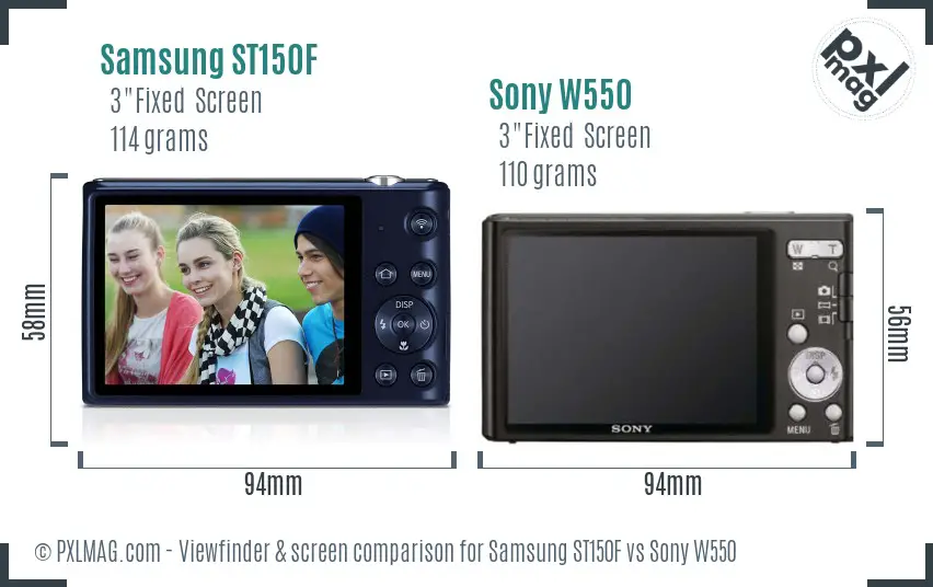 Samsung ST150F vs Sony W550 Screen and Viewfinder comparison