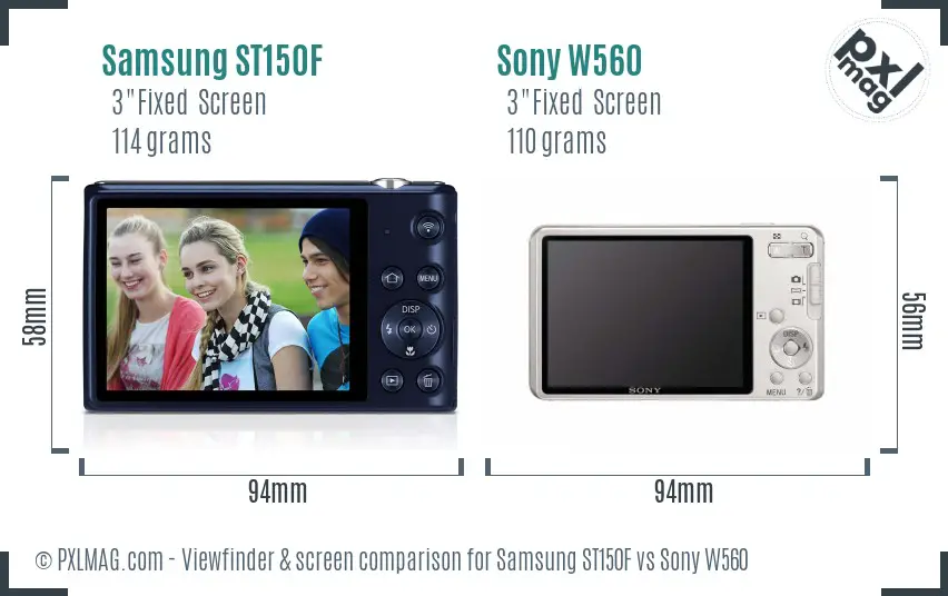 Samsung ST150F vs Sony W560 Screen and Viewfinder comparison