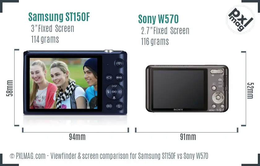 Samsung ST150F vs Sony W570 Screen and Viewfinder comparison