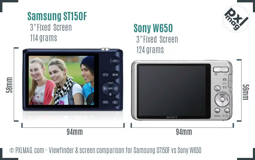 Samsung ST150F vs Sony W650 Screen and Viewfinder comparison