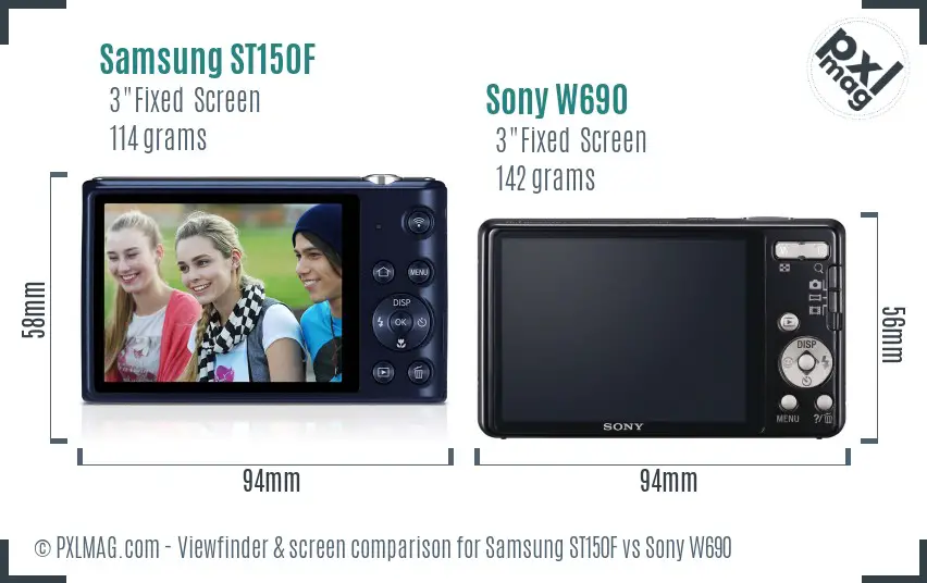 Samsung ST150F vs Sony W690 Screen and Viewfinder comparison