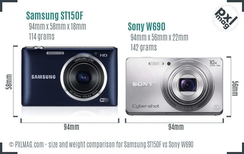 Samsung ST150F vs Sony W690 size comparison