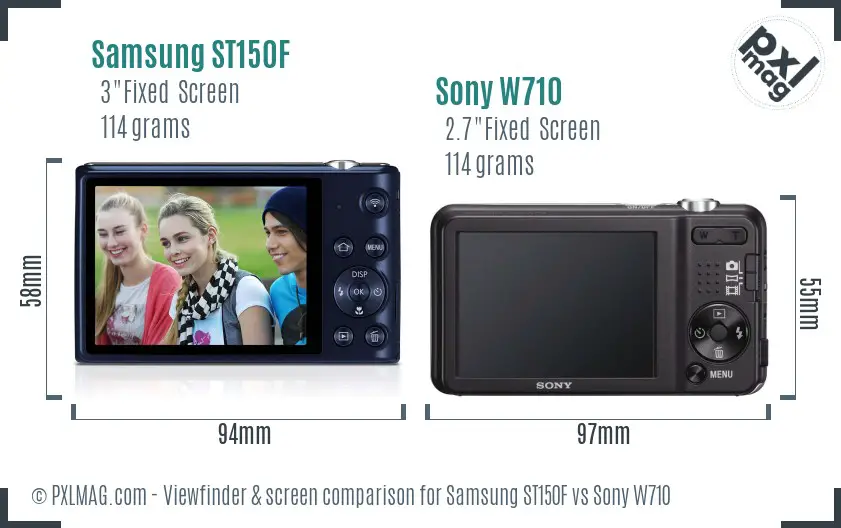 Samsung ST150F vs Sony W710 Screen and Viewfinder comparison