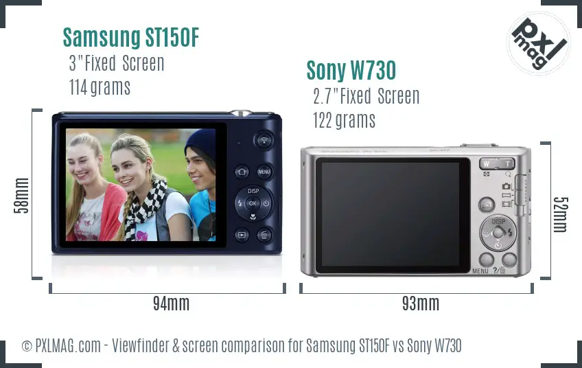 Samsung ST150F vs Sony W730 Screen and Viewfinder comparison