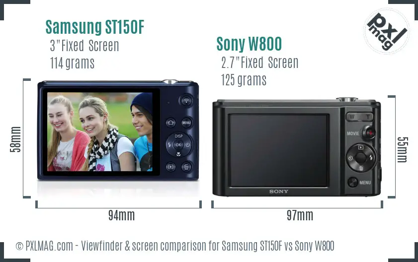 Samsung ST150F vs Sony W800 Screen and Viewfinder comparison