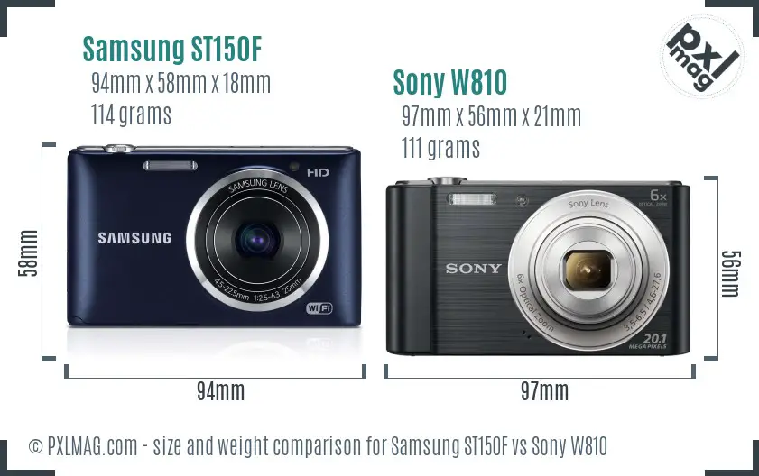 Samsung ST150F vs Sony W810 size comparison Samsung ST150F vs Sony W810 size comparison
