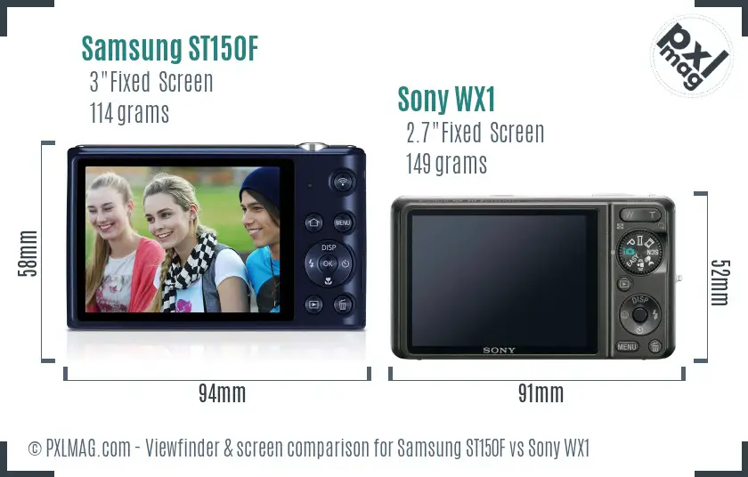 Samsung ST150F vs Sony WX1 Screen and Viewfinder comparison