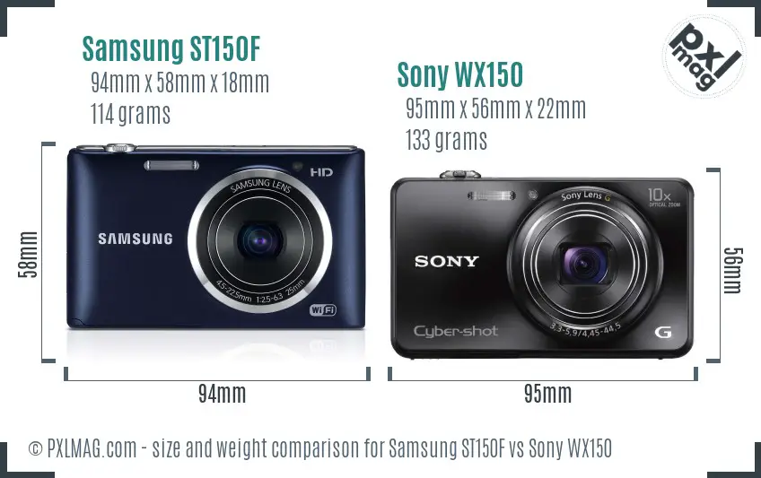 Samsung ST150F vs Sony WX150 size comparison Samsung ST150F vs Sony WX150 size comparison