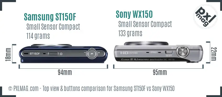 Samsung ST150F vs Sony WX150 top view buttons comparison Samsung ST150F vs Sony WX150 top view buttons comparison