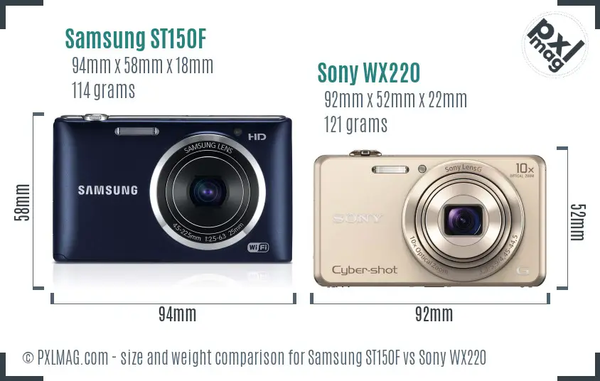Samsung ST150F vs Sony WX220 size comparison Samsung ST150F vs Sony WX220 size comparison