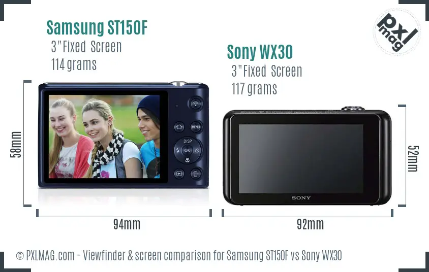 Samsung ST150F vs Sony WX30 Screen and Viewfinder comparison
