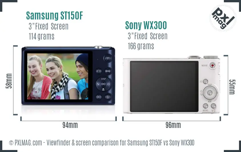 Samsung ST150F vs Sony WX300 Screen and Viewfinder comparison