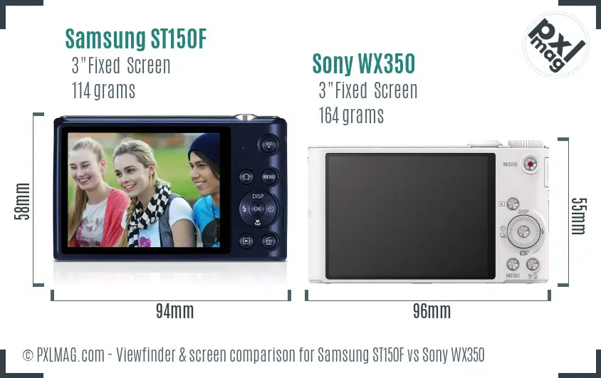 Samsung ST150F vs Sony WX350 Screen and Viewfinder comparison Samsung ST150F vs Sony WX350 Screen and Viewfinder comparison
