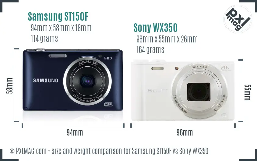 Samsung ST150F vs Sony WX350 size comparison Samsung ST150F vs Sony WX350 size comparison