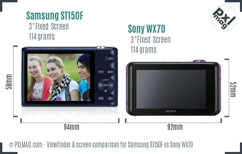 Samsung ST150F vs Sony WX70 Screen and Viewfinder comparison