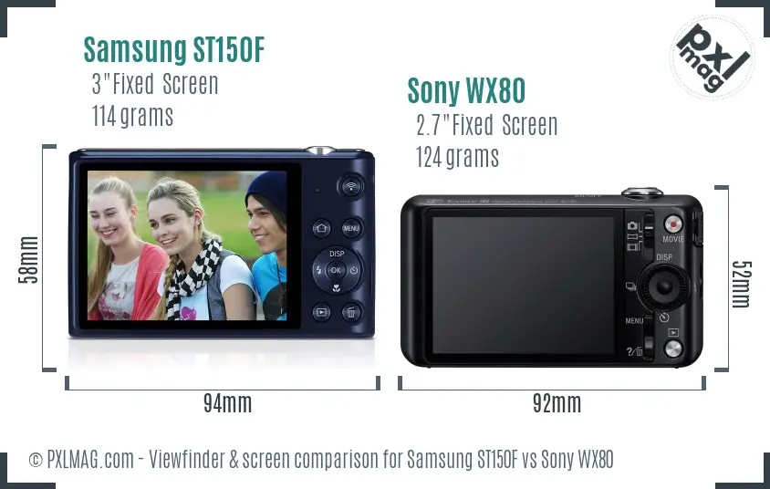 Samsung ST150F vs Sony WX80 Screen and Viewfinder comparison