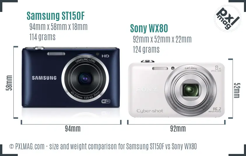 Samsung ST150F vs Sony WX80 size comparison