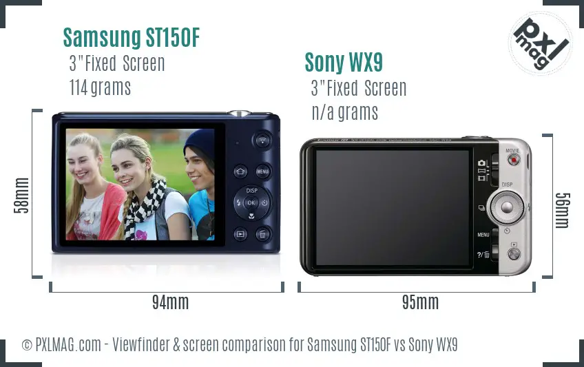 Samsung ST150F vs Sony WX9 Screen and Viewfinder comparison
