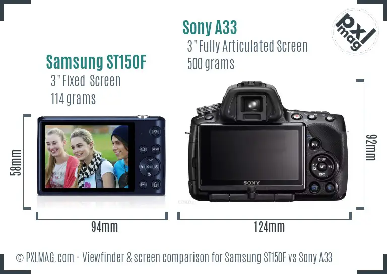 Samsung ST150F vs Sony A33 Screen and Viewfinder comparison Samsung ST150F vs Sony A33 Screen and Viewfinder comparison