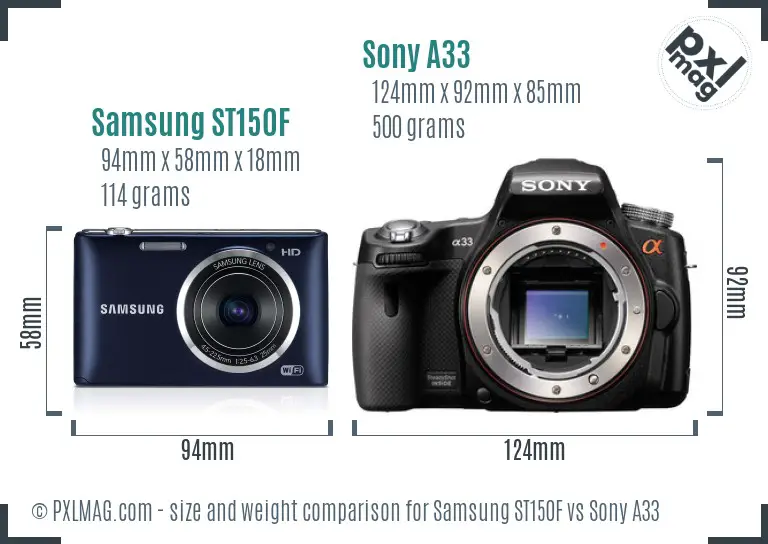 Samsung ST150F vs Sony A33 size comparison Samsung ST150F vs Sony A33 size comparison