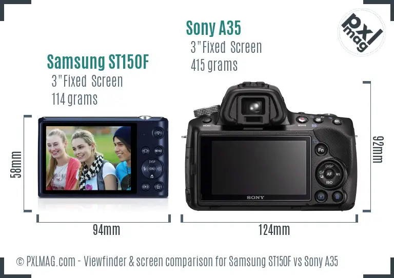 Samsung ST150F vs Sony A35 Screen and Viewfinder comparison