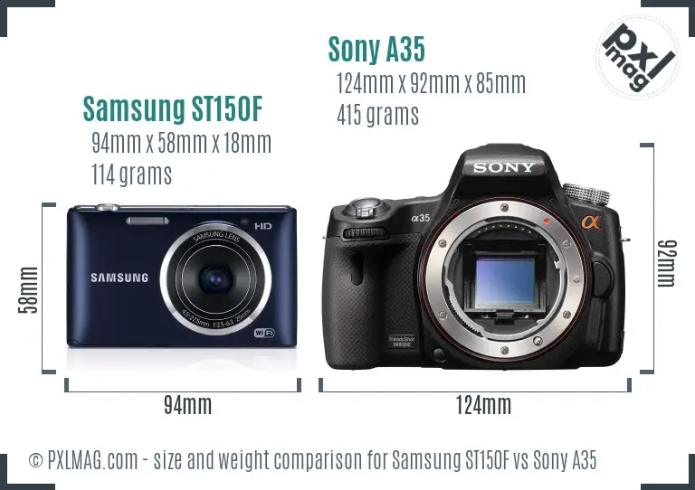 Samsung ST150F vs Sony A35 size comparison