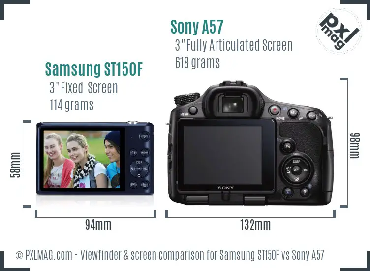 Samsung ST150F vs Sony A57 Screen and Viewfinder comparison Samsung ST150F vs Sony A57 Screen and Viewfinder comparison