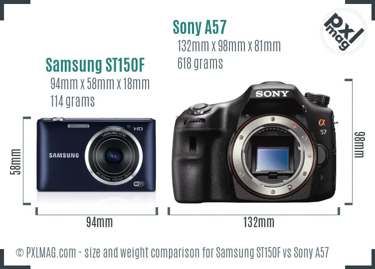 Samsung ST150F vs Sony A57 size comparison Samsung ST150F vs Sony A57 size comparison