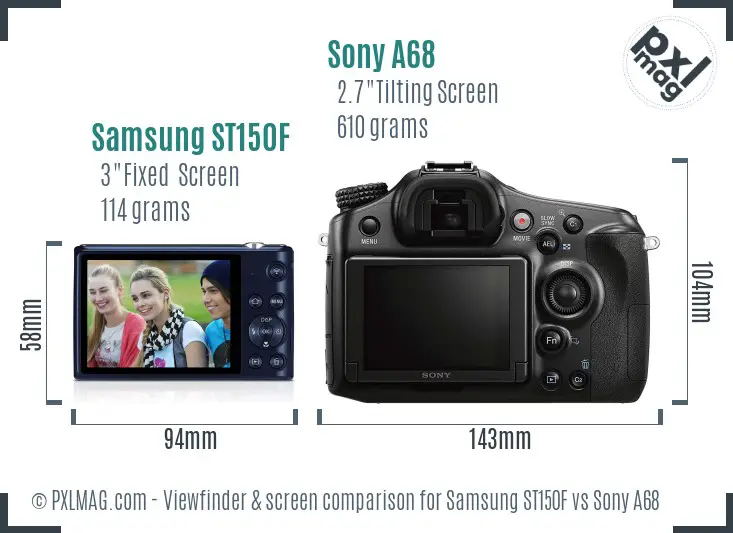 Samsung ST150F vs Sony A68 Screen and Viewfinder comparison