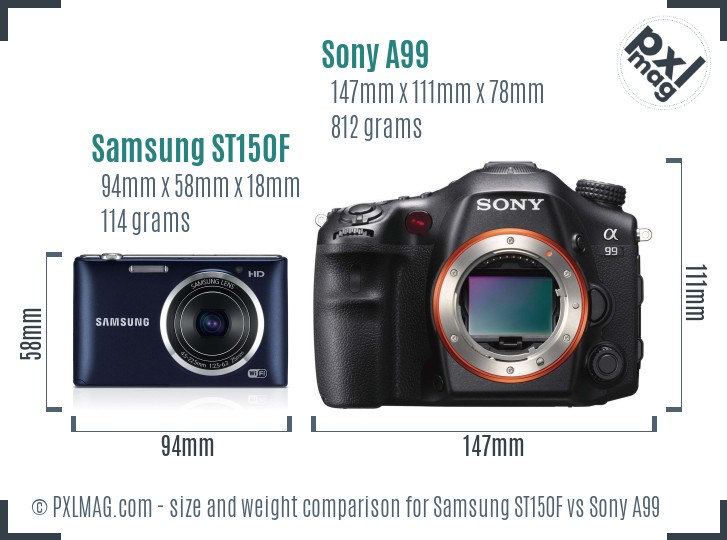 Samsung ST150F vs Sony A99 size comparison