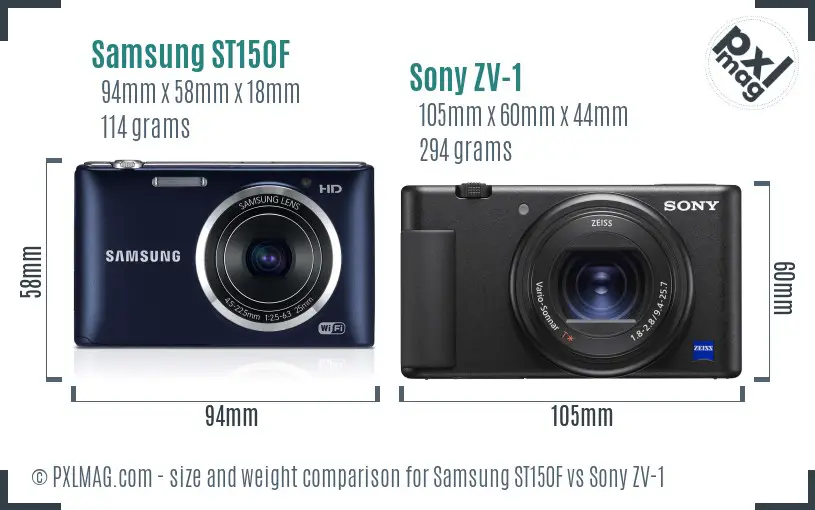 Samsung ST150F vs Sony ZV-1 size comparison Samsung ST150F vs Sony ZV-1 size comparison